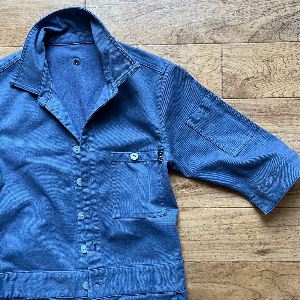 Tilit NYC | XS Short Sleeve Jumpsuit in Washed Indigo